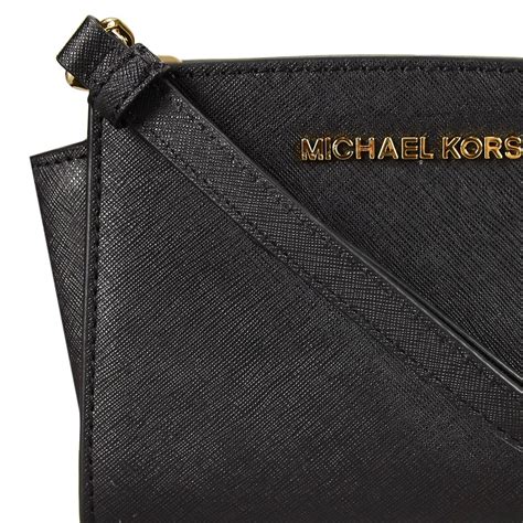 michael kors selma mini black white|selma mini crossgrain leather bag.